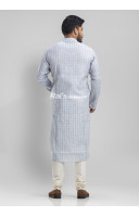 All Over Checks Pattern Khadi Cotton Men Long Punjabi (NS100)